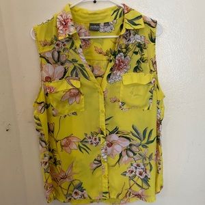 Yellow Pink Rose blouse